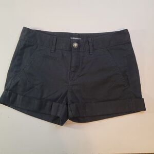 Express Black Low Rise Y2K Shorts Cuffed Stretch Casual Hipster Size 4